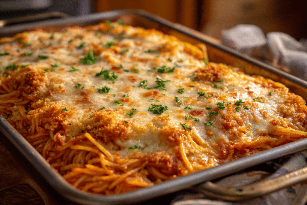 Creamy Southern Spaghetti Bake