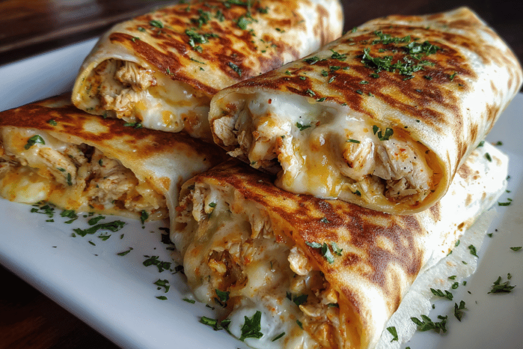 Cheesy Garlic Chicken Wraps