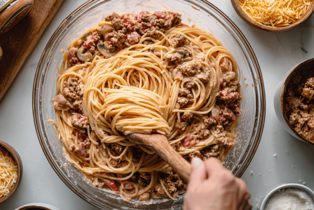 Creamy Southern Spaghetti Bake