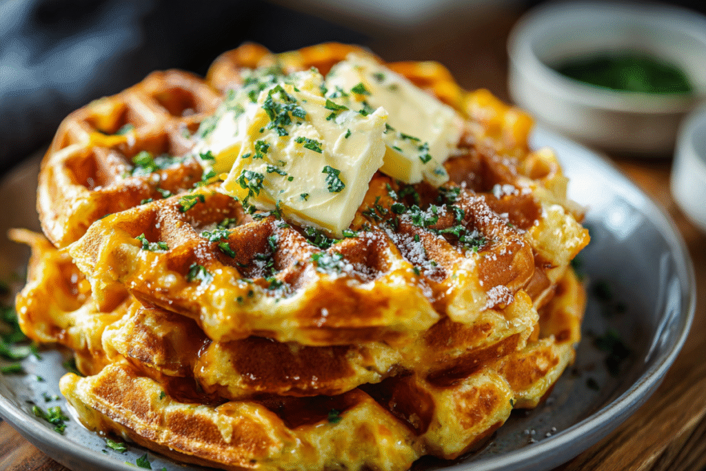 Savory Cheddar Jalapeño Cornbread Waffles