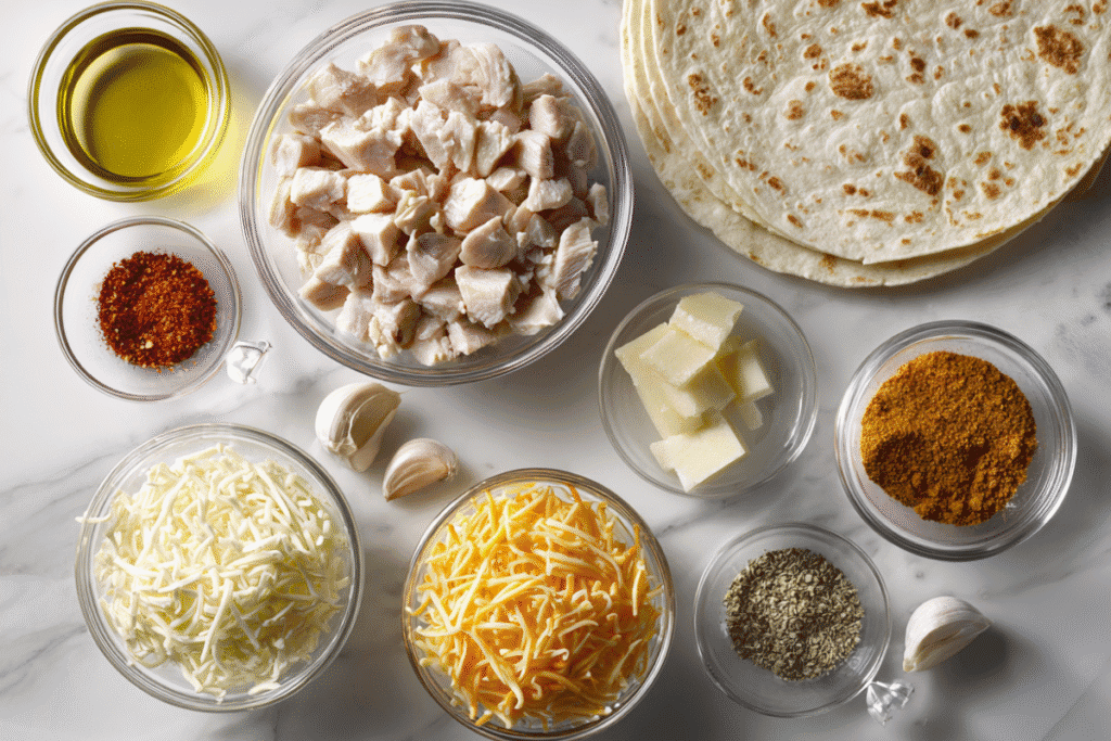 Cheesy Garlic Chicken Wraps