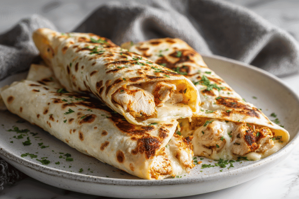 Cheesy Garlic Chicken Wraps