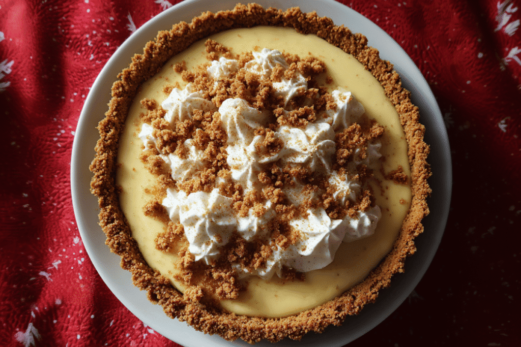 Eggnog Pie with Gingerbread Crust