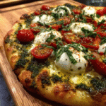 burrata and pesto pizza