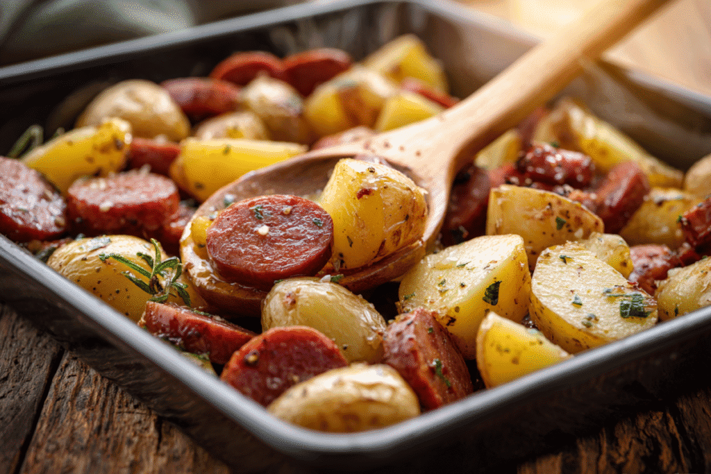 cheesy ranch potatoes & smoked sausage