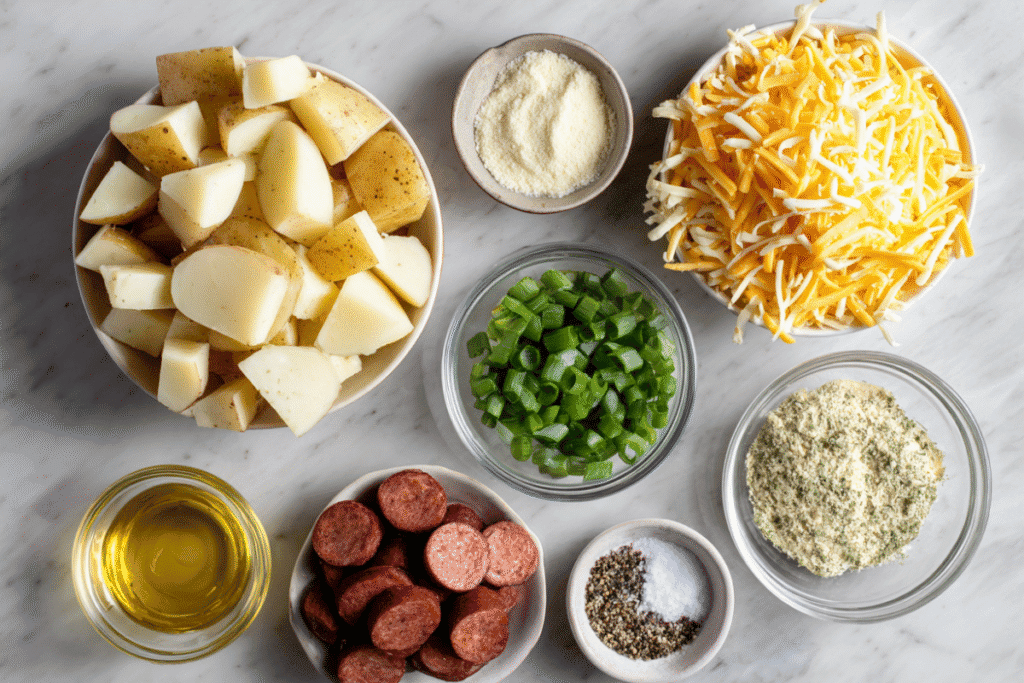 cheesy ranch potatoes & smoked sausage