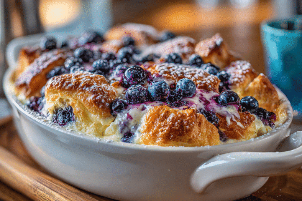blueberry cream cheese croissant casserole