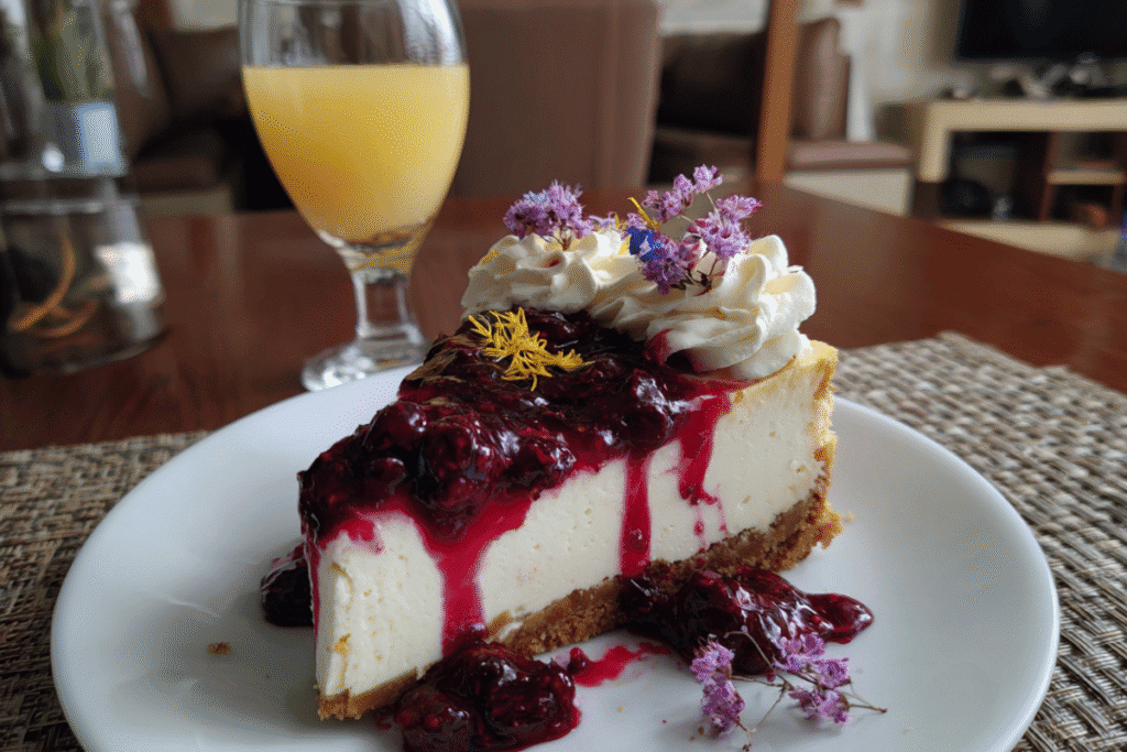 Mulberry and Earl Grey Cheesecake