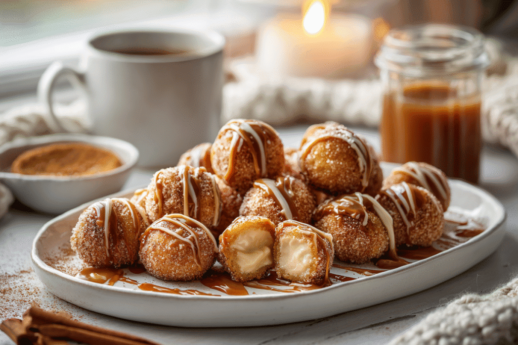 Churro cheesecake bites
