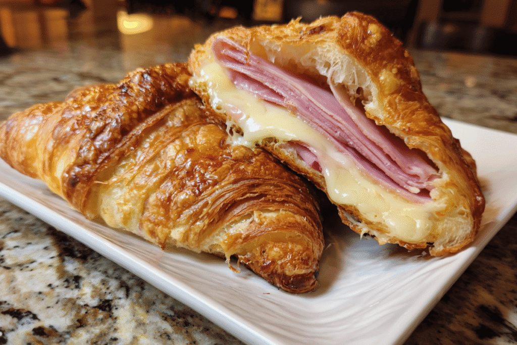 Air fryer ham and cheese croissants