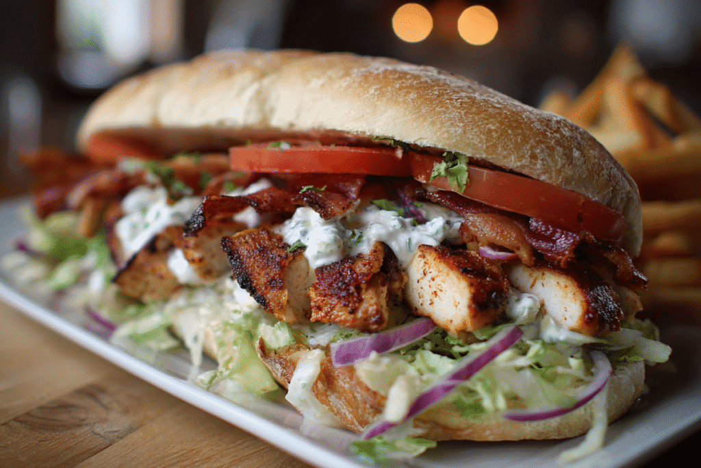 Chopped Chicken Bacon Ranch Sandwich