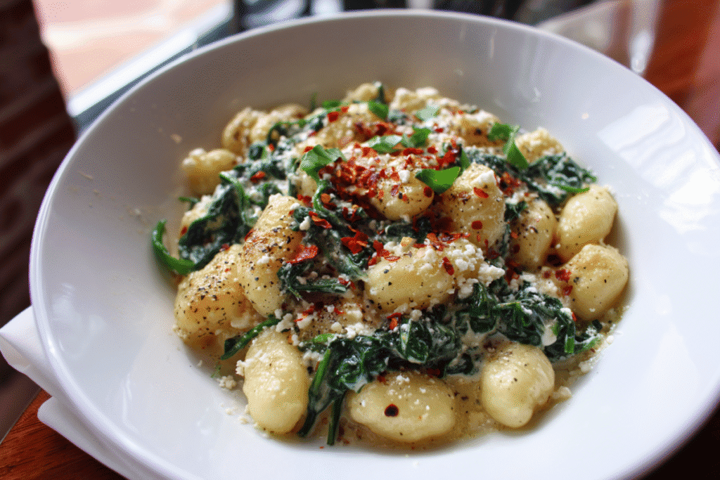 Creamy Gnocchi with Spinach and Feta