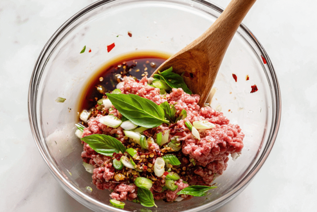 Thai Basil Beef Rolls