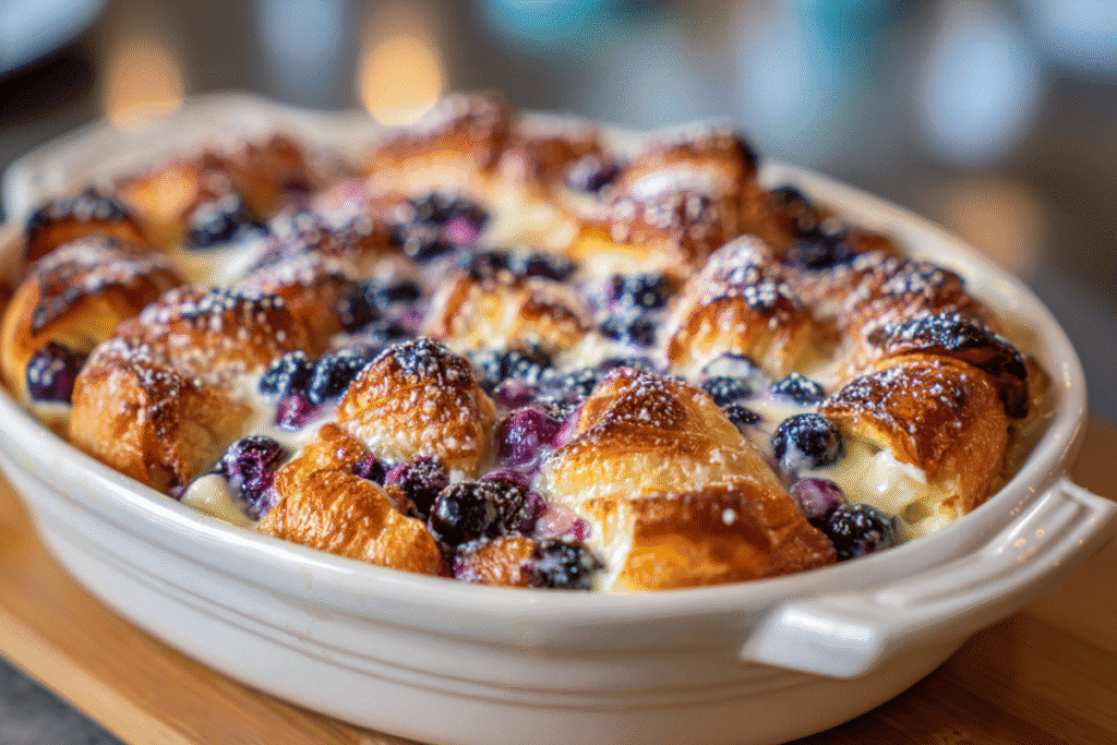 blueberry cream cheese croissant casserole