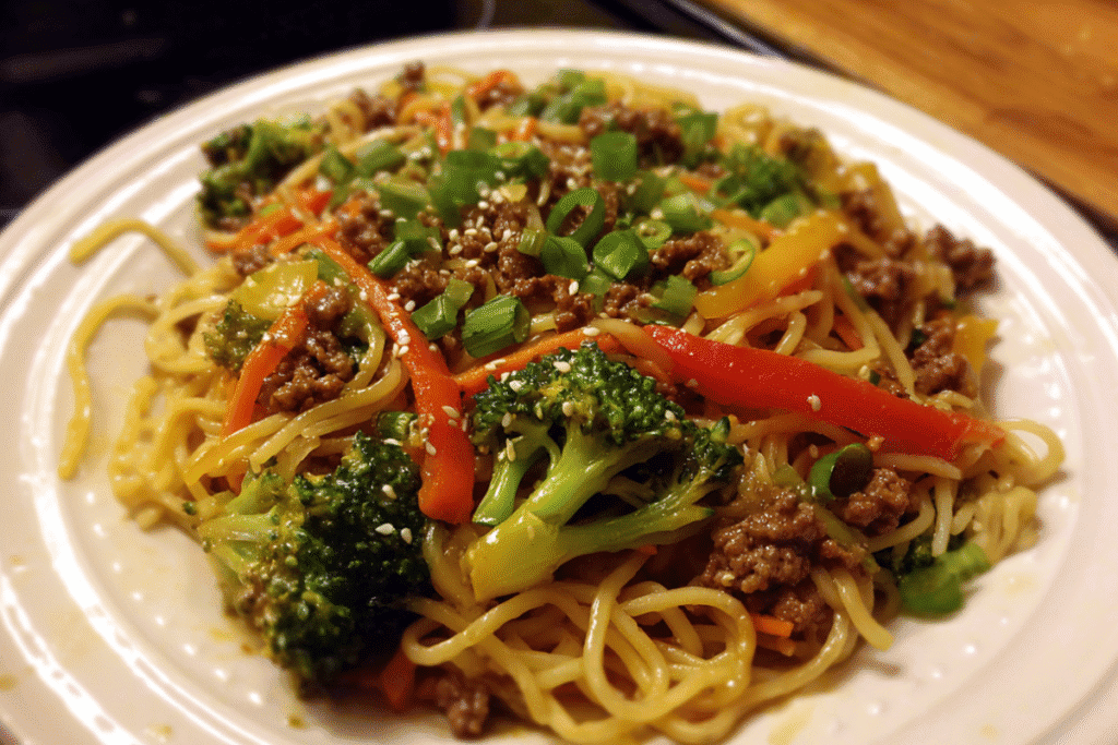 Asian Ground Beef Noodles