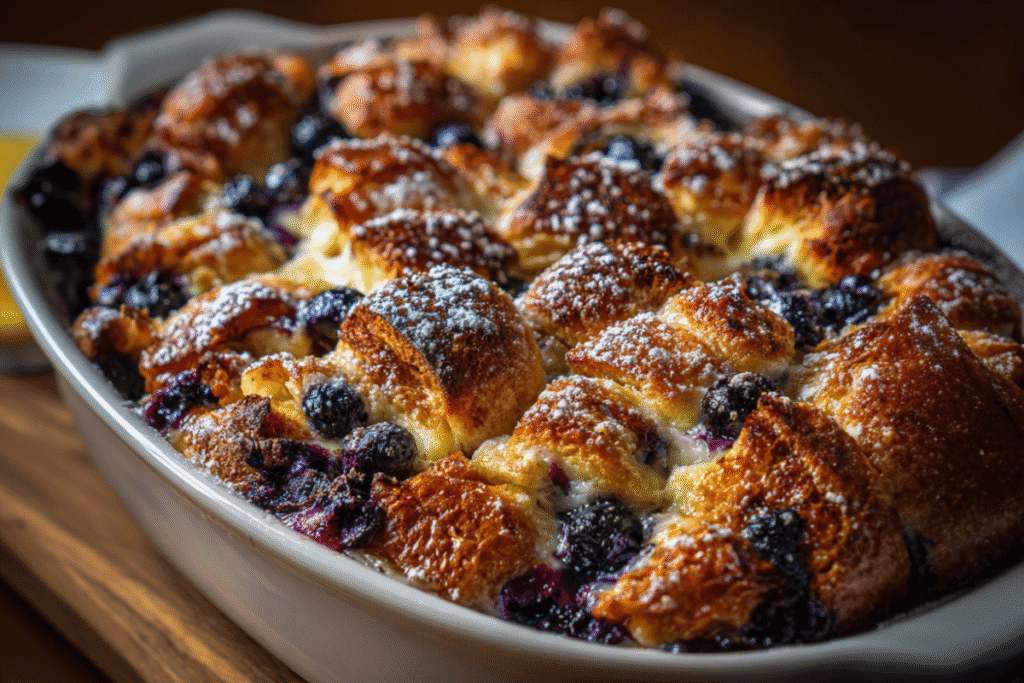 blueberry cream cheese croissant casserole