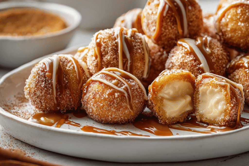 Churro cheesecake bites