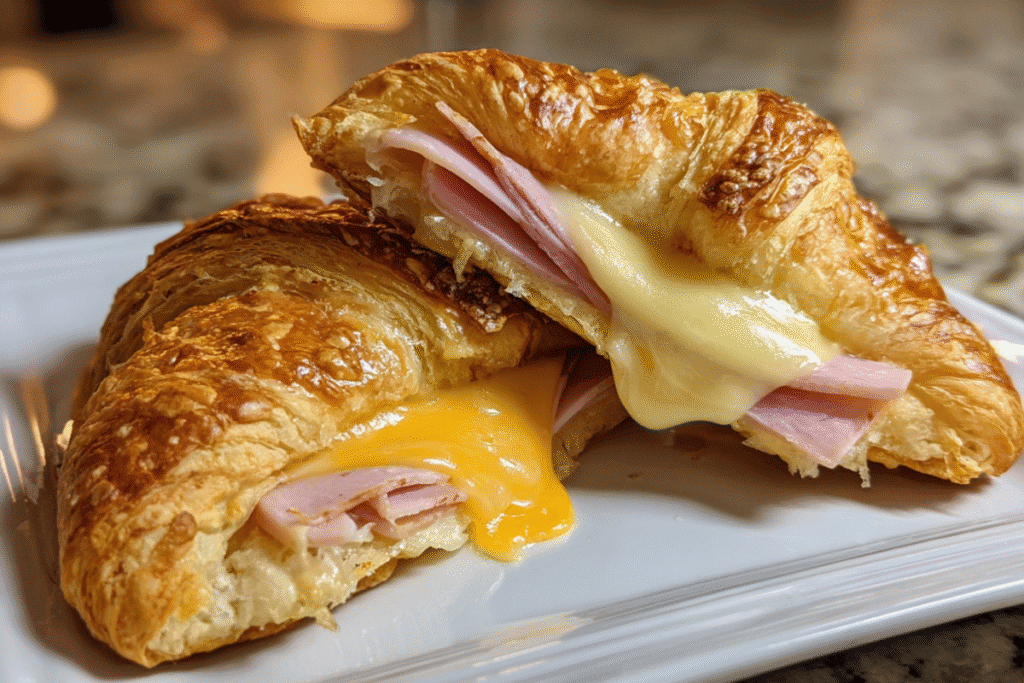 Air fryer ham and cheese croissants