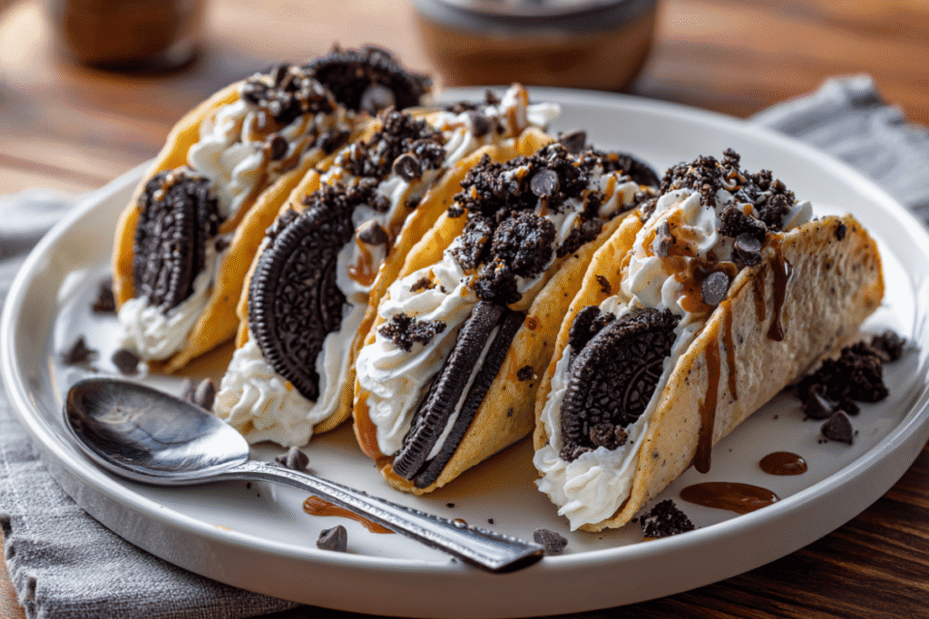 Oreo Crunch Cheesecake Tacos