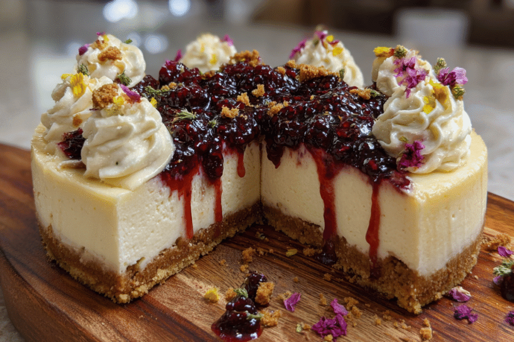 Mulberry and Earl Grey Cheesecake