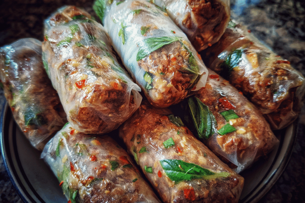 Thai Basil Beef Rolls