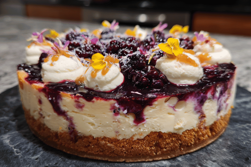 Mulberry and Earl Grey Cheesecake