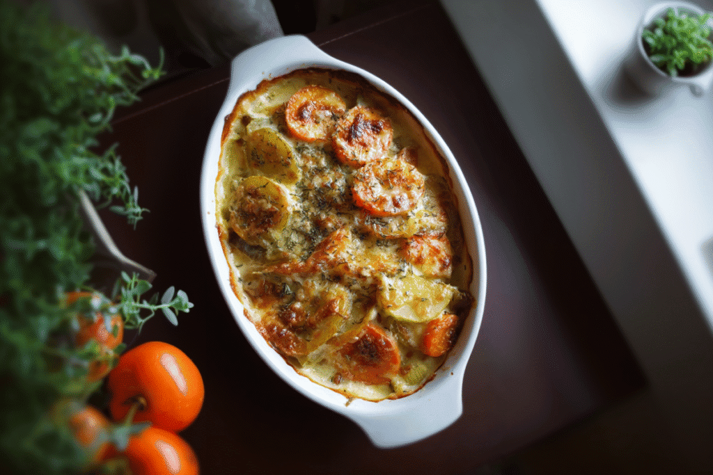 potato leek and carrot gratin