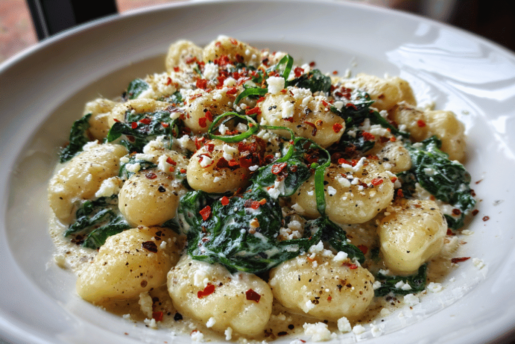 Creamy Gnocchi with Spinach and Feta