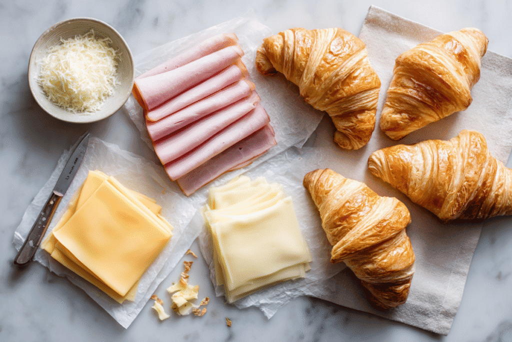 Air fryer ham and cheese croissants