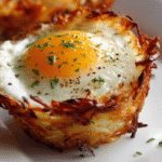 eggs in crispy hash brown baskets