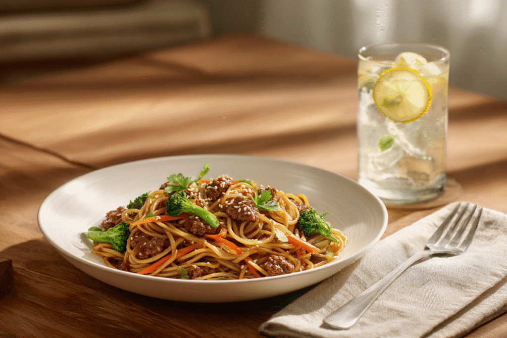 Asian Ground Beef Noodles