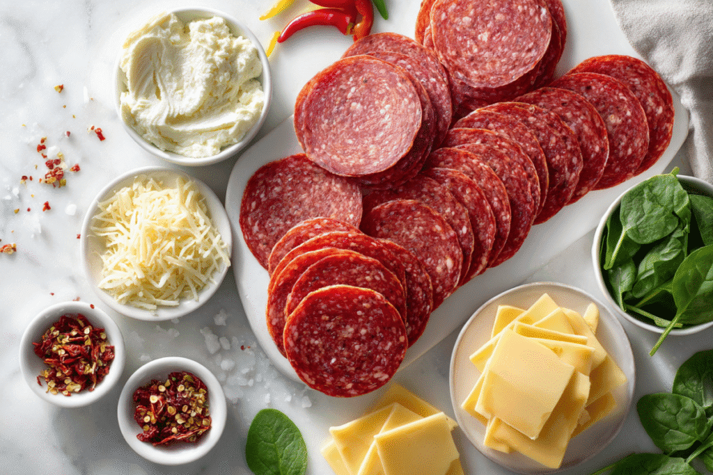 Keto salami roll-ups