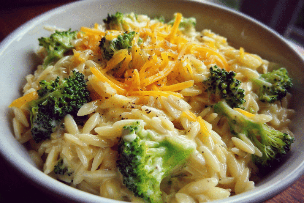 broccoli cheddar orzo