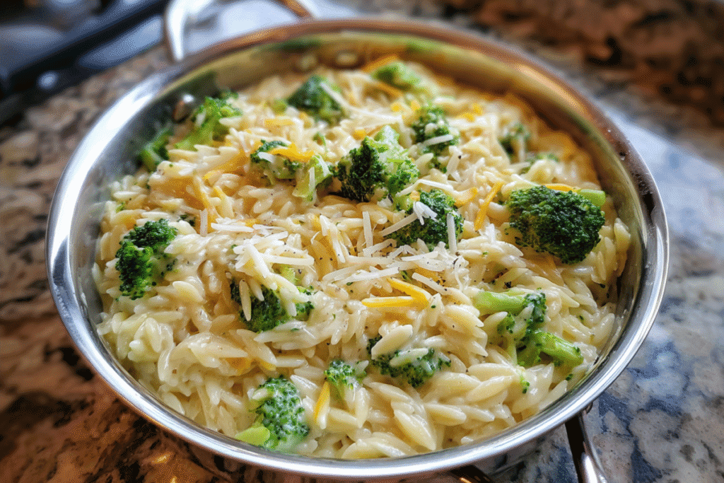 broccoli cheddar orzo