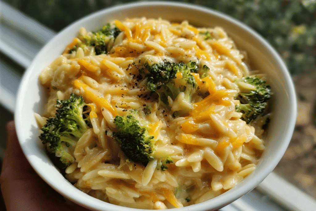 broccoli cheddar orzo
