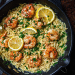 shrimp orzo in lemon garlic sauce