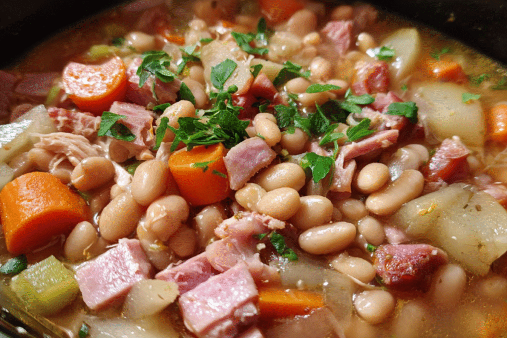 slow cooker ham and bean soup